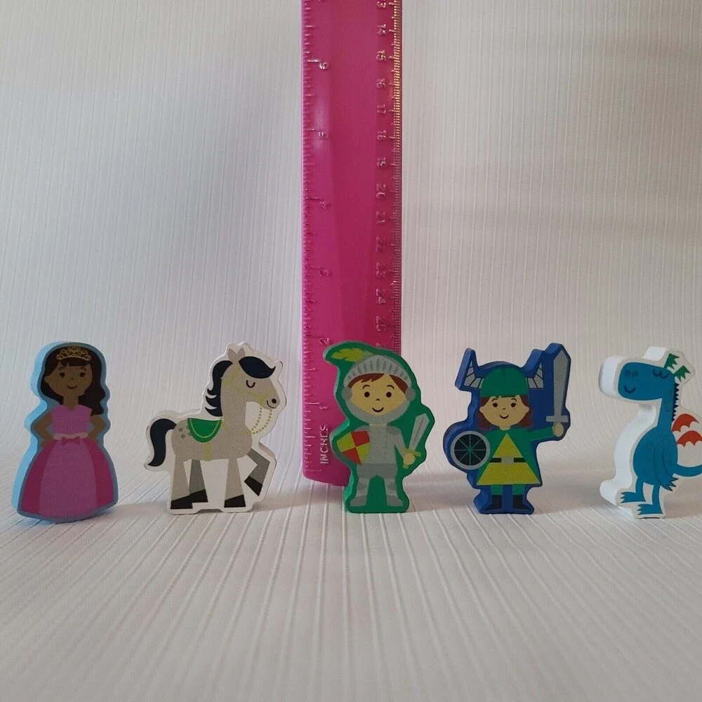 Wooden Medevil Castle Dragon Knight Princess Horse Lot